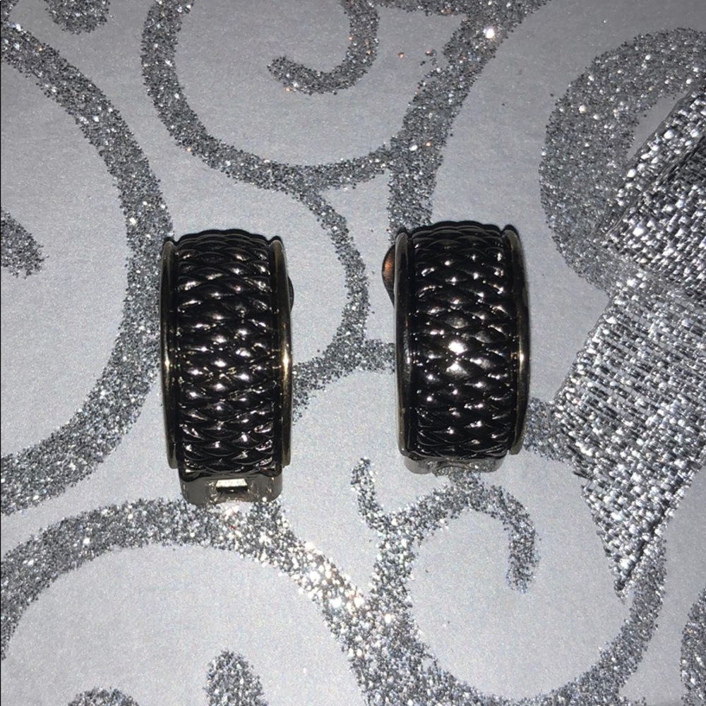 Antique silver half hoop earrings